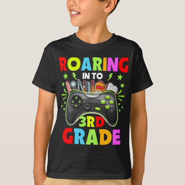 Roaring Into 3rd Grade - Teacher 3rd Grade T-Shirt (Front)