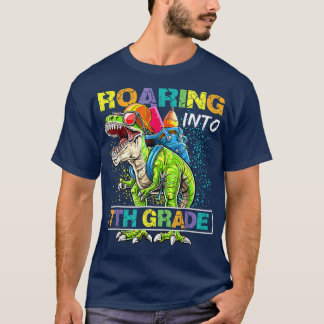 Roaring Into 7th Grade Dinosaur T Rex Back To Scho T-Shirt
