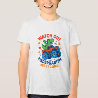 Roaring into Kindergarten – Dino Monster Truck  Tri-Blend Shirt