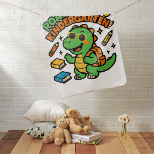 Roaring Into Kindergarten Dinosaur T-Shirt Baby Blanket