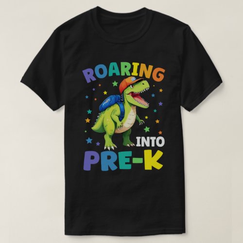 Roaring Into Pre_K Dinosaur T Rex Back To School   T_Shirt