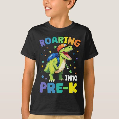 Roaring Into Pre_K Dinosaur T Rex Back To School  T_Shirt