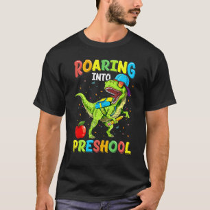Roaring Into Preschool Dinosaur Teacher Pre K Back T-Shirt