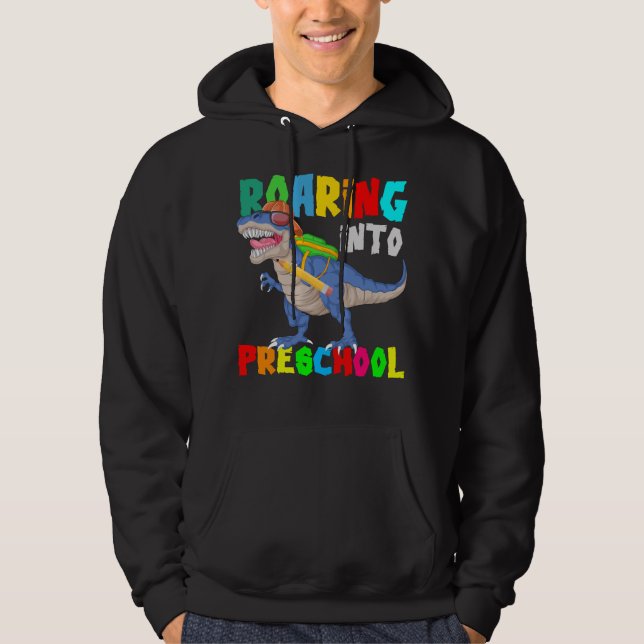 roaring into preschool hoodie (Front)