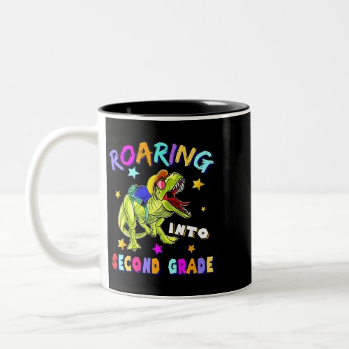 Roaring Into Second Grade Dinosaur T Rex Back To S Two_Tone Coffee Mug