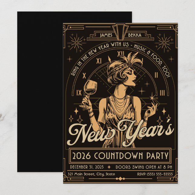 Roaring Into the New Year Invitation (Front/Back)
