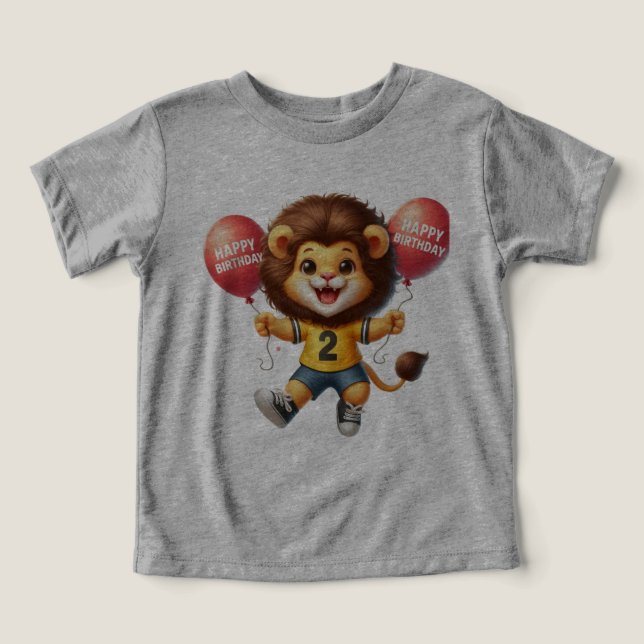 Roaring Into Two: 2nd Birthday Lion  Toddler T-shirt (Design Front)