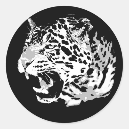 Roaring Jaguar Classic Round Sticker