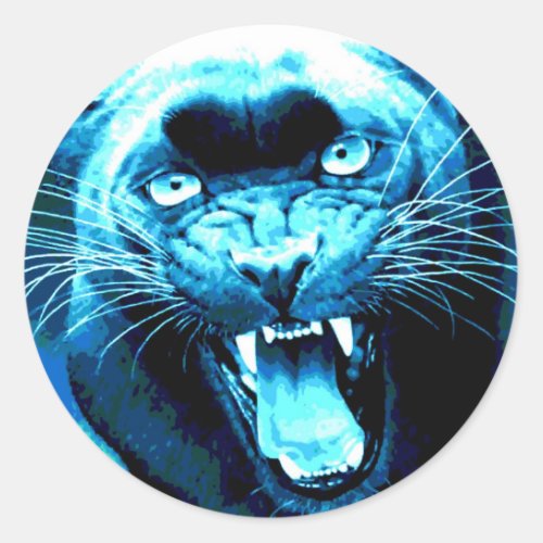 Roaring Jaguar Classic Round Sticker