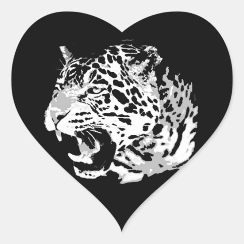 Roaring Jaguar Heart Sticker