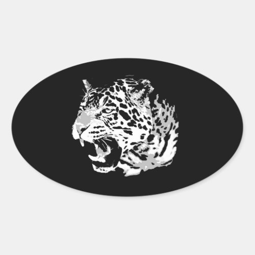 Roaring Jaguar Oval Stickers
