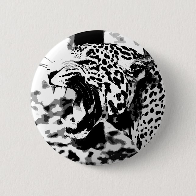 Roaring Jaguar Pinback Button (Front)