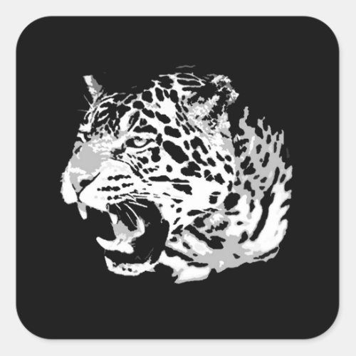 Roaring Jaguar Square Stickers
