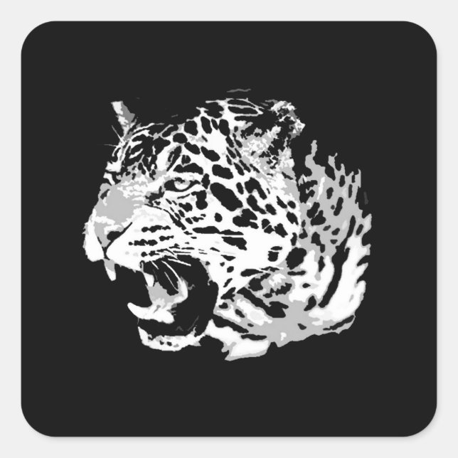 Roaring Jaguar Square Stickers (Front)