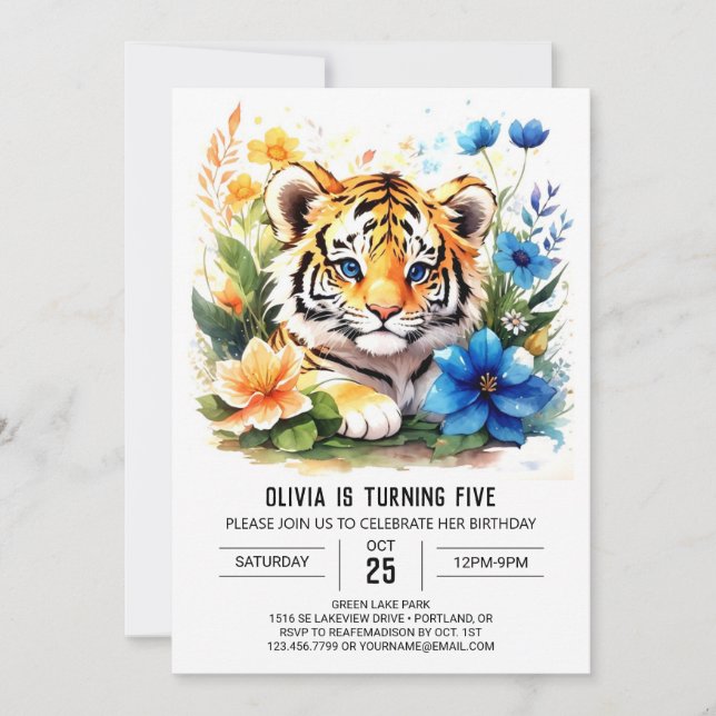 Roaring Jungle Tiger Boy Birthday Invitation (Front)