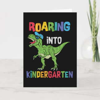 Roaring Kindergarten Back School T rex Dinosaur Card
