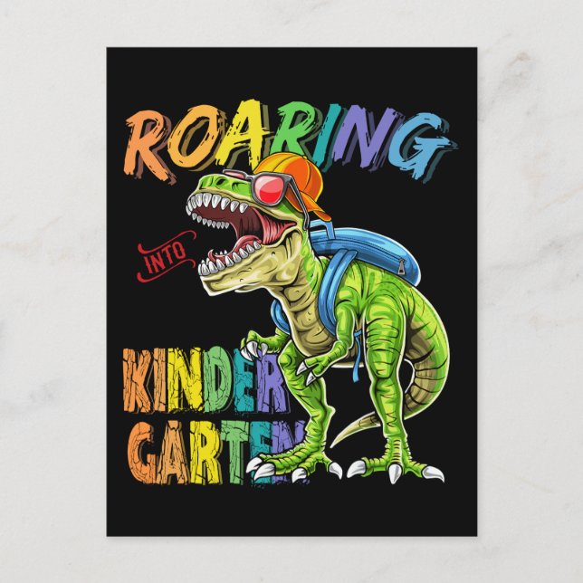 Roaring Kindergarten Dinosaur T-Rex Back to School Postcard (Front)