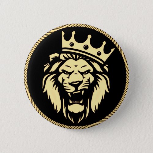 Roaring King Lion Button