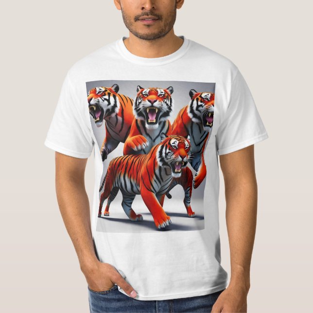 Roaring Leap: Tigers in Motion T-Shirt (Front)