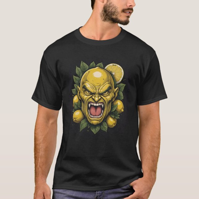 Roaring Lemon Face with Citrus Details  T-Shirt (Front)
