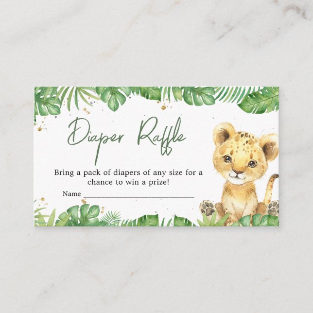 Roaring Lion Baby Shower Diaper Raffle Enclosure Card (Front)