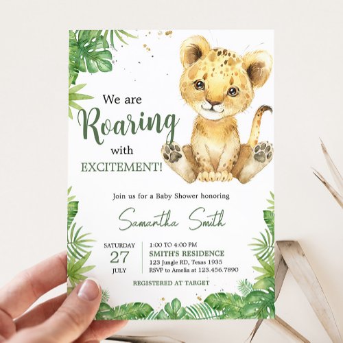 Roaring Lion Baby Shower  Invitation