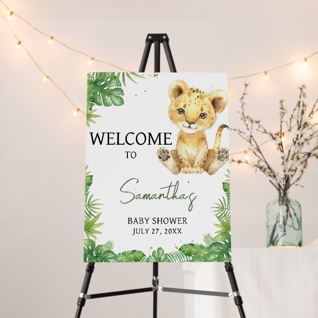 Roaring Lion Baby Shower Welcome Sign (In Situ (Stand))
