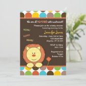 Roaring Lion Dots Baby Shower Invitation (Standing Front)