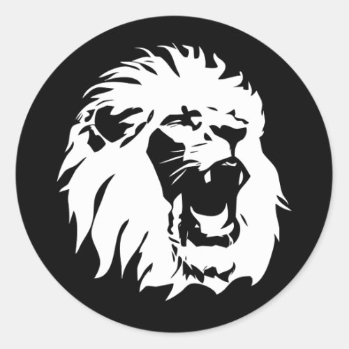 Roaring Lion Face Classic Round Sticker