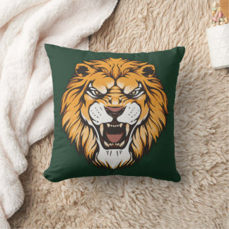 Roaring Lion Face Decorative Pillow