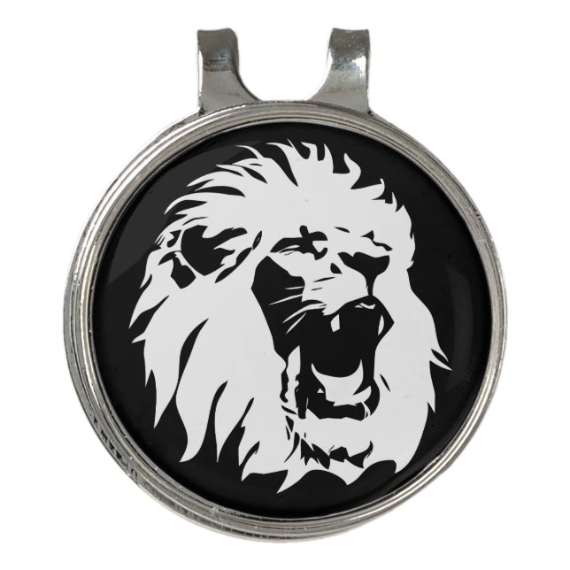 Roaring Lion Face Golf Hat Clip (Front)