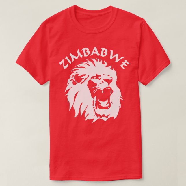 Roaring Lion Face Zimbabwe T-Shirt (Design Front)