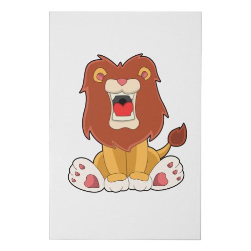 Roaring lion faux canvas print