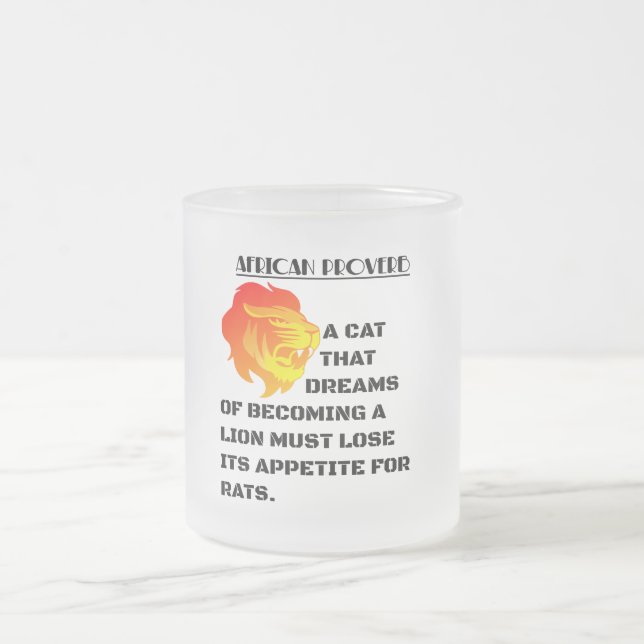 Roaring Lion Head Frosted Glass Coffee Mug (Center)