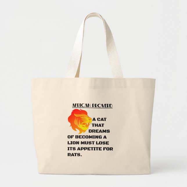 Roaring Lion Head Large Tote Bag (Front)