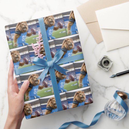 Roaring Lion In Football Stadium Wrapping Paper