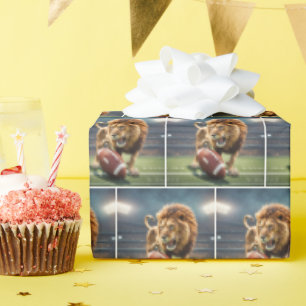 Roaring Lion In Football Stadium Wrapping Paper