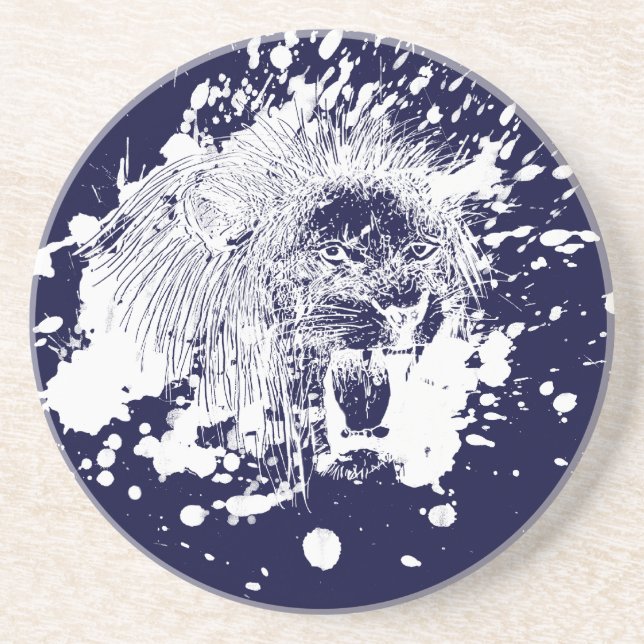 Roaring Lion in White Splash Coaster (Front)