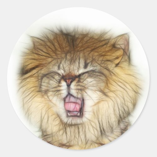 Roaring lion kitten classic round sticker