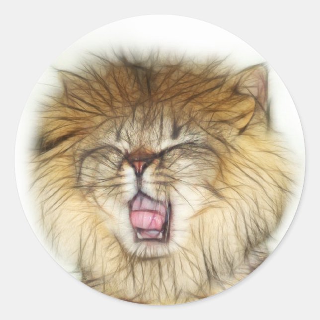 Roaring lion kitten classic round sticker (Front)