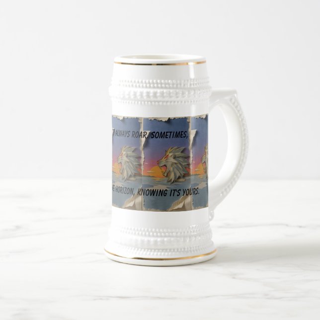 Roaring Lion Papercut Beer Mug  (Front Right)