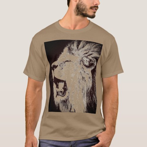 Roaring Lion Pop Art Pebble Color Sepia T_Shirt