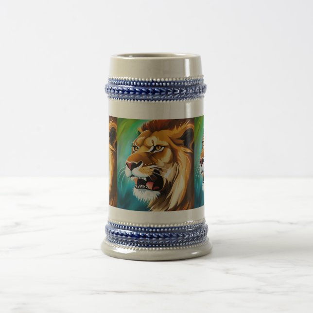 Roaring Lion Side Posed Portrait-57566 Beer Stein (Center)
