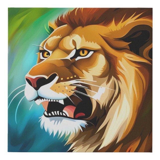 Roaring Lion Side Posed Portrait-57566 Faux Canvas Print (Front)