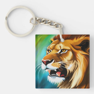 Roaring Lion Side Posed Portrait-57566 Keychain