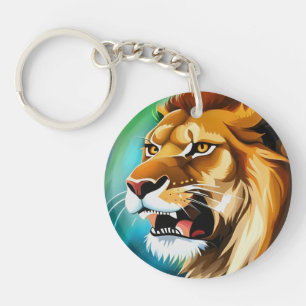 Roaring Lion Side Posed Portrait-57566 Keychain