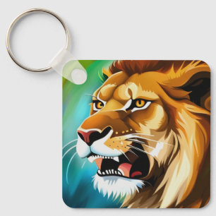 Roaring Lion Side Posed Portrait-57566 Keychain