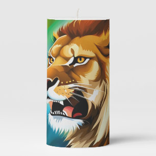 Roaring Lion Side Posed Portrait-57566 Pillar Candle