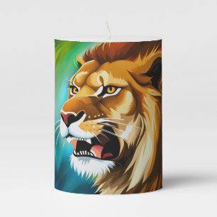 Roaring Lion Side Posed Portrait-57566 Pillar Candle