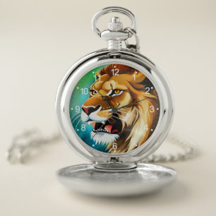 Roaring Lion Side Posed Portrait-57566 Pocket Watch
